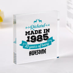 Personalised Birthday Gift Acrylic Plaque Made In Year Design Keepsake for Her Sister Mum Grandma 21st 30th 40th 50th