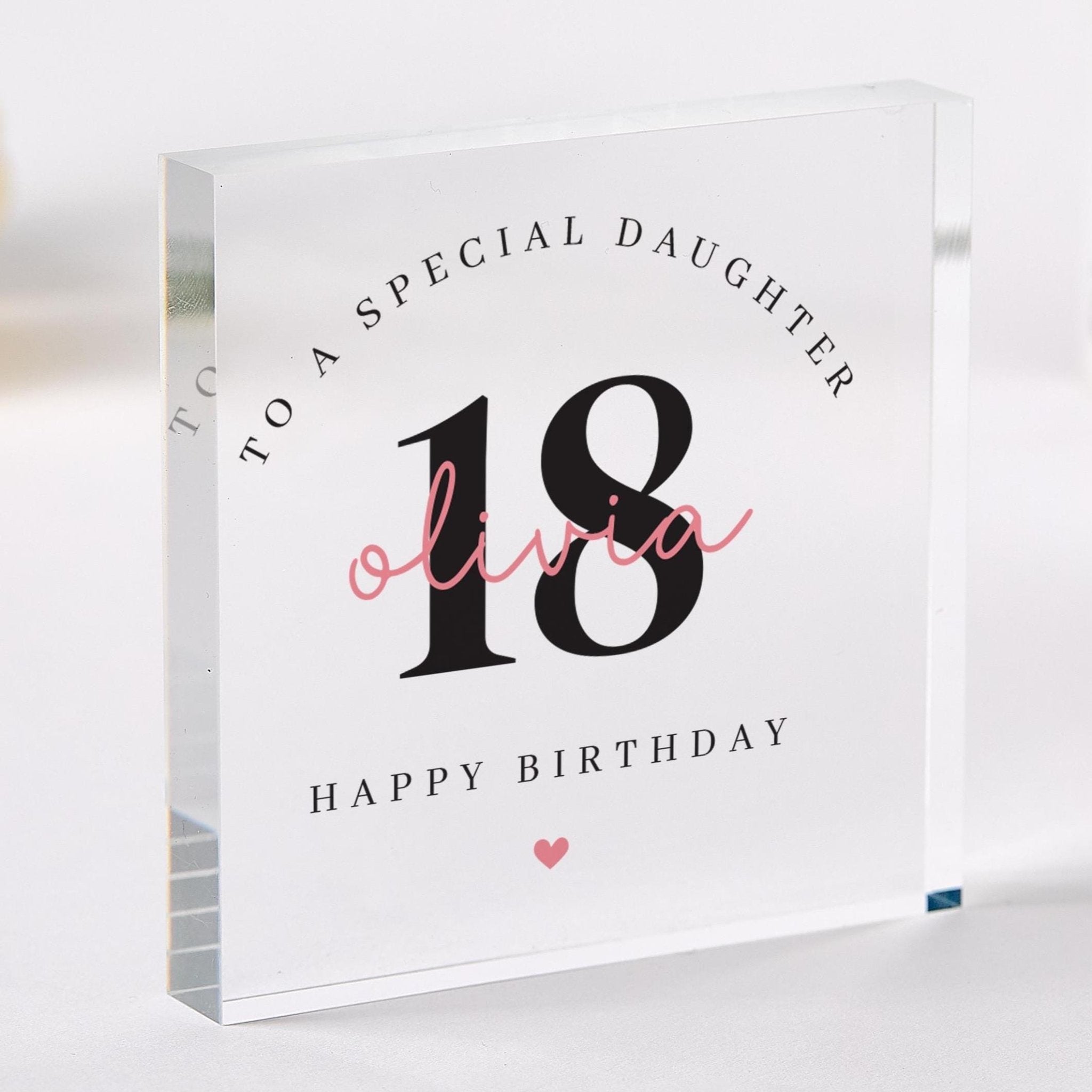 Personalised Birthday Gift for Daughter Sister or Friend Elegant Acrylic Keepsake with Name & Age Custom Milestone Display Plaque 18th 21st