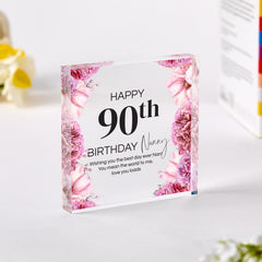 Personalised Birthday Gift for Grandma Acrylic Plaque Custom Floral Keepsake with Your Message Nanny's birthday 60th 70th 80th 90th 100th