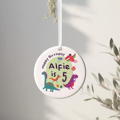 Personalised Birthday Ornament with Name Baby's Kid's Dinosaur 1st 2nd 3rd 4th 5th 6th 7th 8th 9th 10th Birthday for Boy Girl Nephew Niece