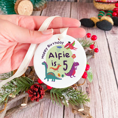 Personalised Birthday Ornament with Name Baby's Kid's Dinosaur 1st 2nd 3rd 4th 5th 6th 7th 8th 9th 10th Birthday for Boy Girl Nephew Niece