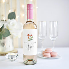 Personalised Birthday Wine Label Beautiful Floral Design for Her Unique Gift Idea for 30th 40th 50th Friend Sister Teacher Neighbour Nanny