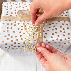 Personalised Birthday Wooden Gift Tag With Name And Age Gold Silver Rose Gold Black Natural Colour