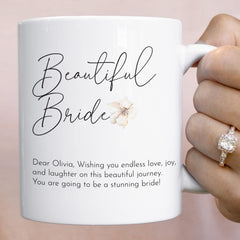 Personalised Bride Mug with Name Beautiful Bride Gift for Bride to Be Wedding Morning Keepsake Coffee Cup Hen Party Bridal Shower Gift