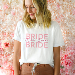 Personalised Bride T-shirt, Mrs last name, Honeymoon Top, Bachelorette Party, Engagement, Wedding Tee