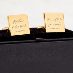 Personalised Brother of the Bride Cufflinks Gift Custom Engraved Wedding Day Present from Sister Keepsake for Brother