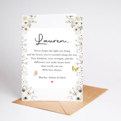 Personalised Card for Her Birthday Thank You Thinking of You Appreciation Card for Friend Mum Sister Floral Design Name Heartfelt Message