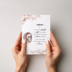 Personalised Card for Mum from Daughter or Son Cute Hedgehog Heartfelt Message Mother's Day Christmas or Mum's Birthday Card for Mummy Mama