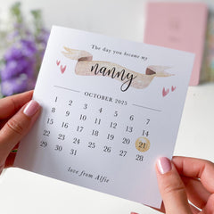 Personalised Card for Nanny The Day You Became My Nanny Calendar Date New Baby Announcement or First Grandchild Keepsake Grandma Granny Nana