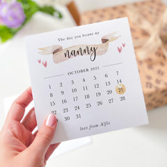 Personalised Card for Nanny The Day You Became My Nanny Calendar Date New Baby Announcement or First Grandchild Keepsake Grandma Granny Nana