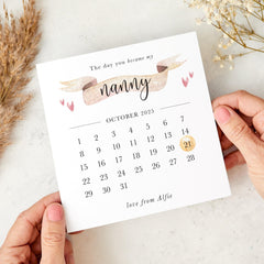 Personalised Card for Nanny The Day You Became My Nanny Calendar Date New Baby Announcement or First Grandchild Keepsake Grandma Granny Nana