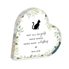 Personalised Cat Memorial Gift – Acrylic Heart Plaque – Pet Loss Remembrance Keepsake with Name for Cat Owner Sympathy Gifts