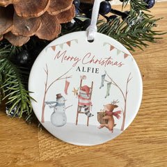 Personalised Ceramic Christmas Ornament Gift for Nephew Son Daughter Niece Grandson Granddaughter Custom Name Xmas Decoration Keepsake