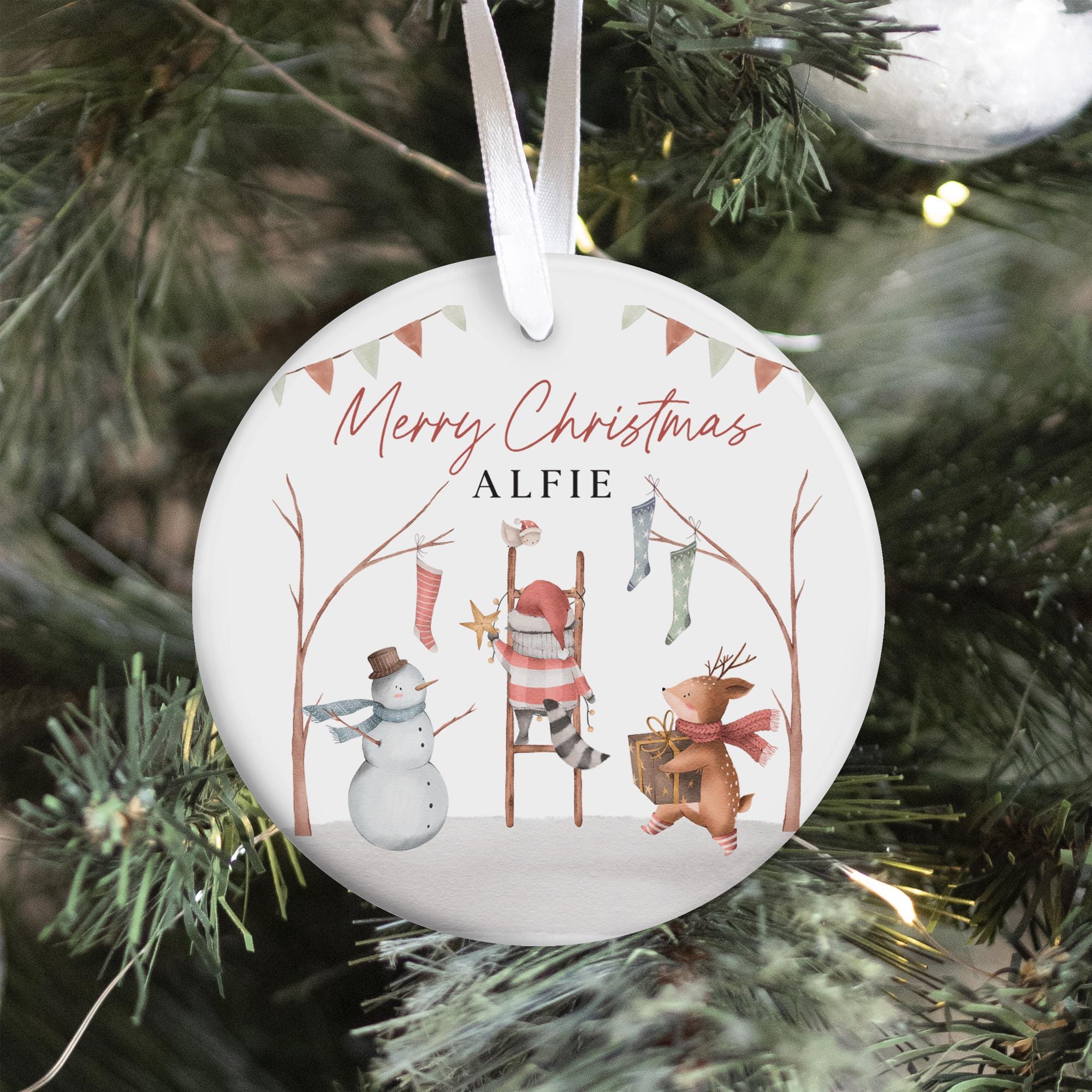 Personalised Ceramic Christmas Ornament Gift for Nephew Son Daughter Niece Grandson Granddaughter Custom Name Xmas Decoration Keepsake