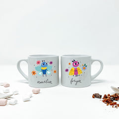 Personalised Children’s Gift – Cute Bug Character Mug with Name – Ladybird, Caterpillar, Bee and Butterfly Design Kids Gift