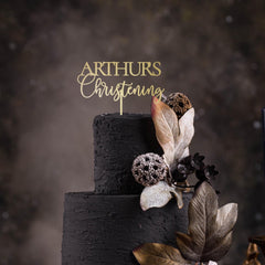 Personalised Christening Cake Topper, Baptism Communion Decor, Wooden Modern, Gold Silver Rose Gold Black Custom Name