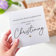 Personalised Christening Card – Custom Name Baptism Card for Baby – Elegant Minimal Design – Unisex Keepsake for Boy or Girl Christening Day