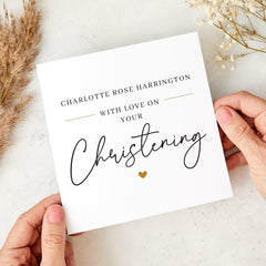 Personalised Christening Card – Custom Name Baptism Card for Baby – Elegant Minimal Design – Unisex Keepsake for Boy or Girl Christening Day