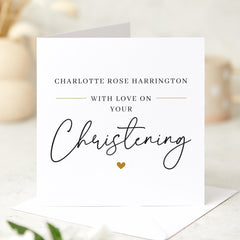 Personalised Christening Card – Custom Name Baptism Card for Baby – Elegant Minimal Design – Unisex Keepsake for Boy or Girl Christening Day