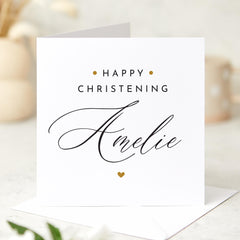 Personalised Christening Card for Baby Girl or Boy Name Baptism Card Elegant Christening Keepsake for Nephew Niece Grandson Granddaughter