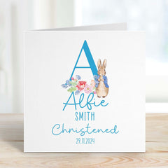 Personalised Christening Card Pink Or Blue Daughter Granddaughter Niece Grandson Goddaughter Grandchild Christening Card Personalised Rabbit