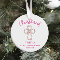 Personalised Christening Ornament for Girl Name Date & Church Name Granddaughter Daughter Niece Goddaughter Gift Christening Keepsake