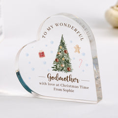Personalised Christmas Acrylic Plaque Gift for Friend – Custom Heart Keepsake Ornament from Bestie Holiday Present