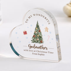 Personalised Christmas Acrylic Plaque Gift for Niece – Custom Heart Keepsake Ornament from Auntie and Uncle Holiday Present