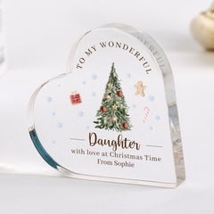 Personalised Christmas Acrylic Plaque Gift for Sister – Custom Heart Keepsake Ornament from Sis Holiday Present