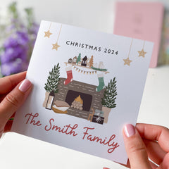 Personalised Christmas Card Family Name Last Name Xmas Card Xmas Gift Card Family Greeting Card Happy Merry Christmas