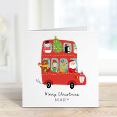 Personalised Christmas Card For Kids Santa Claus Xmas Tree Reindeer Gift Card For Children Son Daughter Nephew Niece Grandson Granddaughter