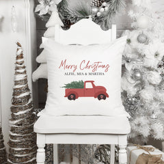 Personalised Christmas cushion with names Red Christmas truck Xmas home decorations First Christmas at new home Pillow New mum dad present