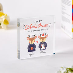 Personalised Christmas Gift for a Couple Acrylic Plaque Newlywed 1st Xmas Keepsake