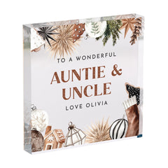 Personalised Christmas Gift for Auntie and Uncle Acrylic Plaque with Name