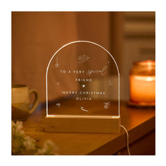 Personalised Christmas Gift for Friend LED Light Plaque Keepsake for Bestie, Best Friends or Colleague Festive Night Light for Her or Him