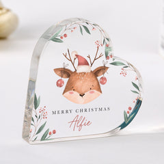 Personalised Christmas Gift for Kids – Reindeer Acrylic Plaque – Cute Festive Keepsake for Nephew Niece Grandson Granddaughter Son Daughter