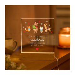 Personalised Christmas Gift for Nephew LED Night Light Lamp Festive Present from Auntie or Uncle