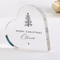 Personalised Christmas Gift with Name Heart Plaque Custom Keepsake for Her Him