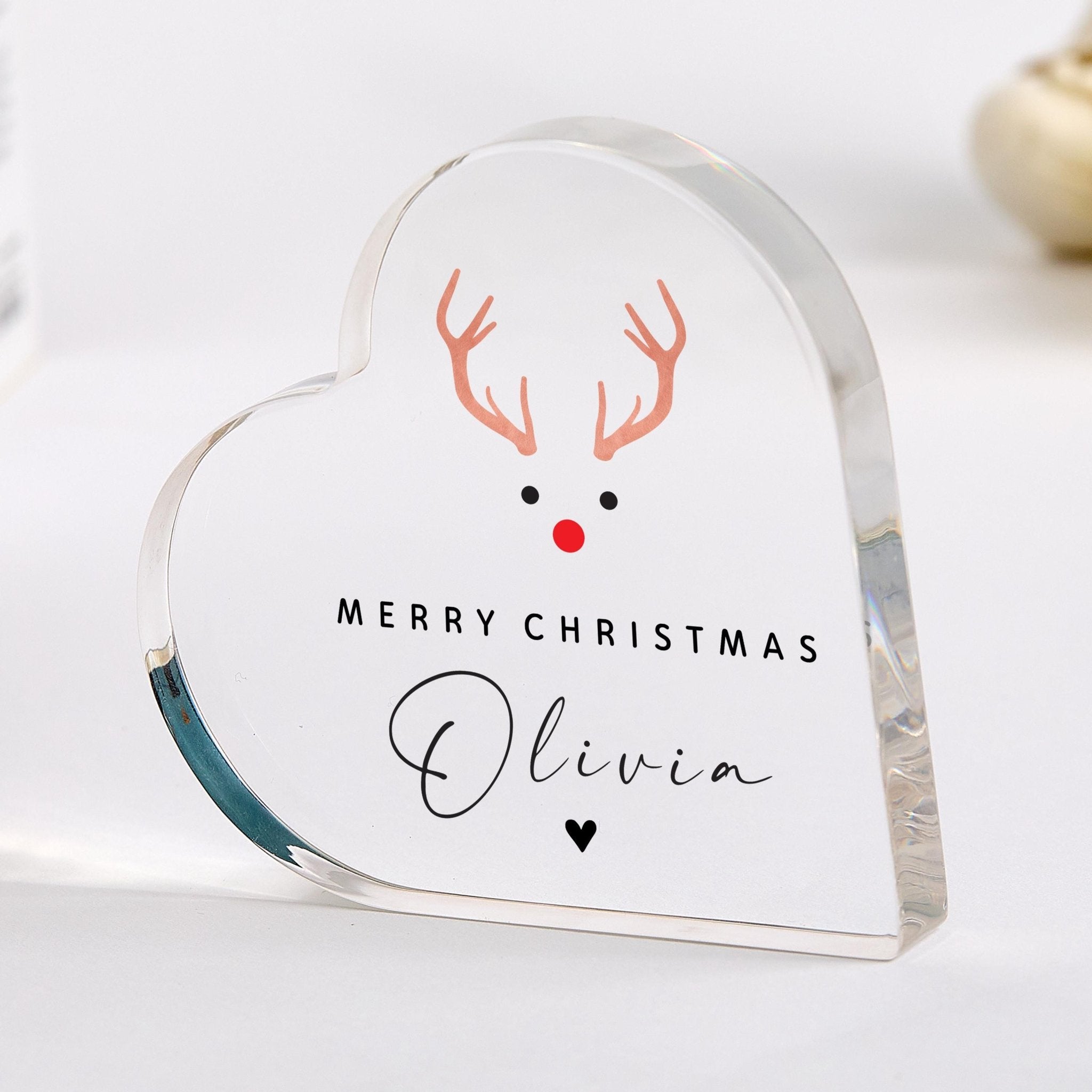 Personalised Christmas Heart Plaque Gift with Custom Name for Her Him Child Grandchild Niece Nephew