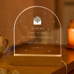 Personalised Christmas LED Light Plaque – Romantic Gift for Partner Husband or Wife Boyfriend Girlfriend Fiancé– Custom Night Light Keepsake
