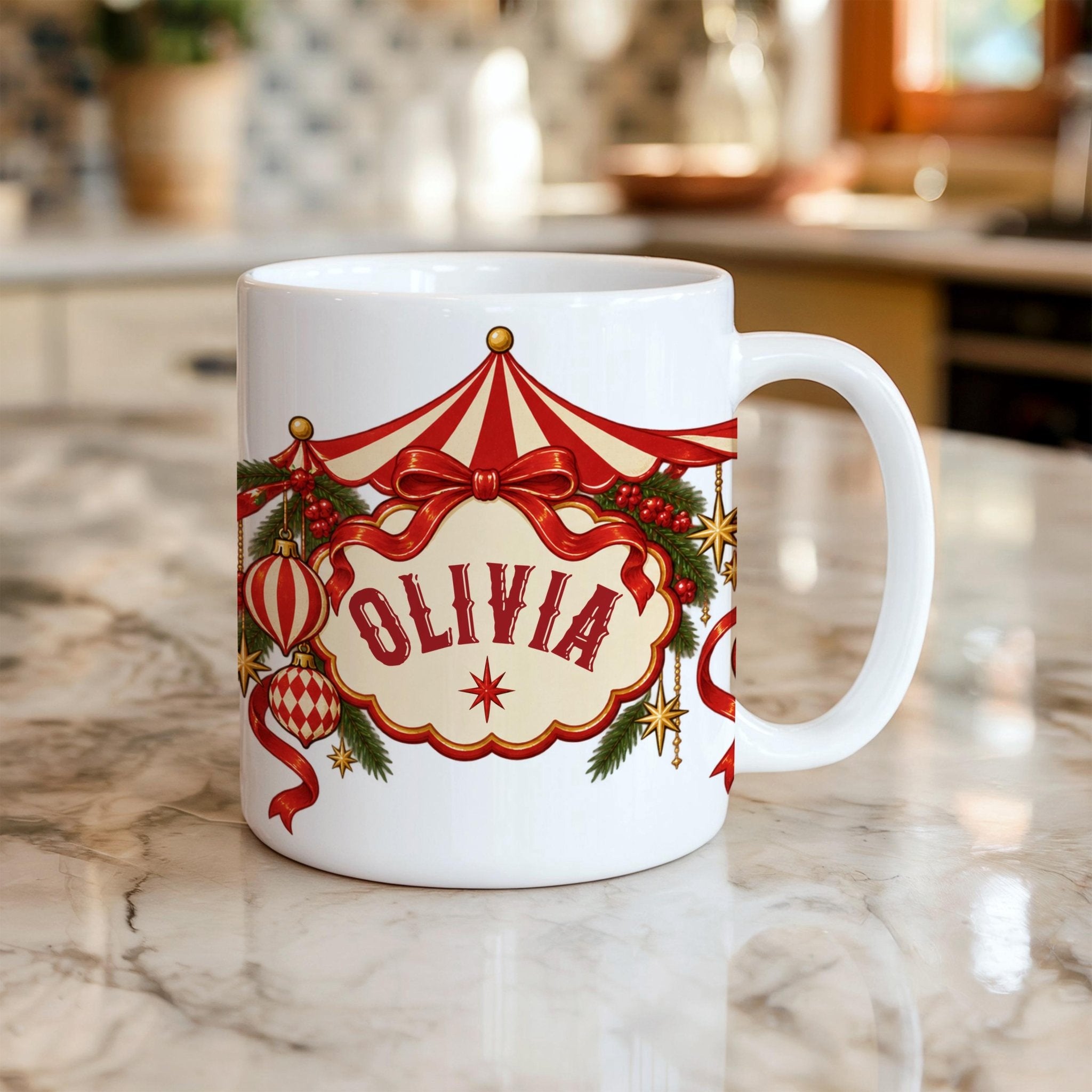 Personalised Christmas Mug, Custom Name Festive Gift, Secret Santa Mug