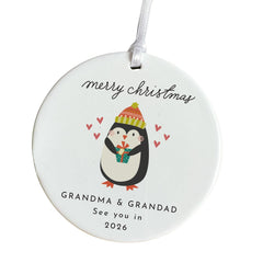Personalised Christmas Pregnancy Announcement Ornament Merry Christmas Grandma & Grandad Bauble Gift from the Bump