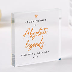 Personalised Colleague Retirement Farewell Gift 'Absolute Legends'� Acrylic Desk Plaque Funny Office Goodbye Keepsake Work Leaving Present