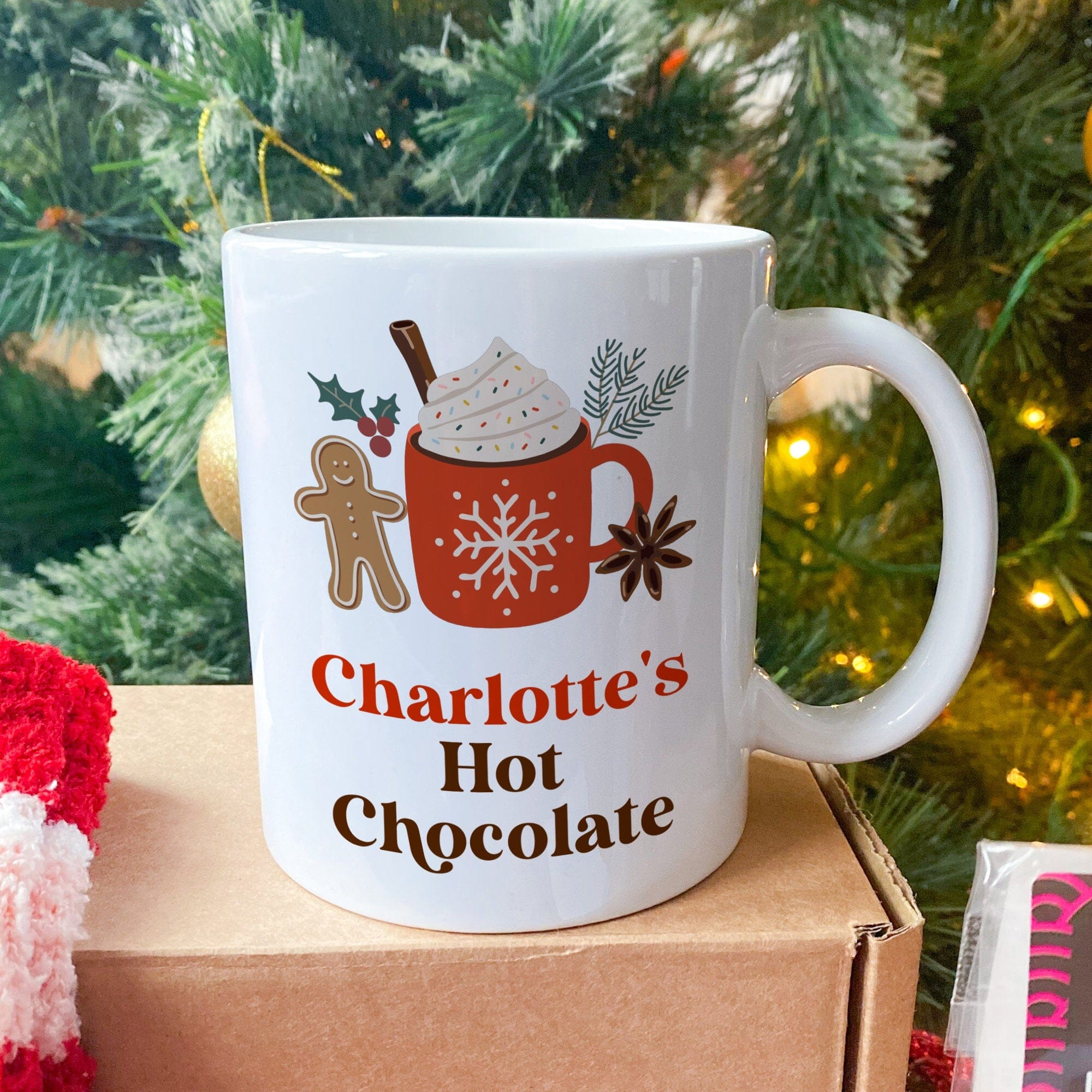 Personalised Cosy Christmas Gift Set with Soft Santa Socks Hot Chocolate Mug Hygge Gift Box