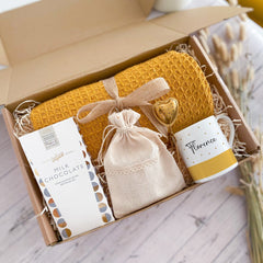 Personalised Cosy Gift Set With Blanket, Christmas Birthday Hygge Gift Box