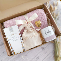 Personalised Cosy Gift Set With Blanket, Christmas Birthday Hygge Gift Box