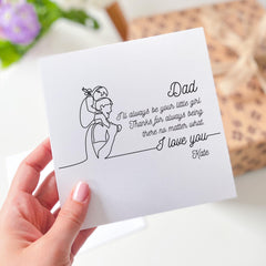 Personalised Dad Card from Daughter Line Art Father and Child Card Father's Day or Birthday Card I’ll Always Be Your Little Girl Daddy Dada