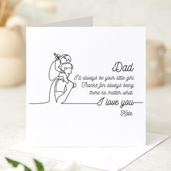 Personalised Dad Card from Daughter Line Art Father and Child Card Father's Day or Birthday Card I’ll Always Be Your Little Girl Daddy Dada