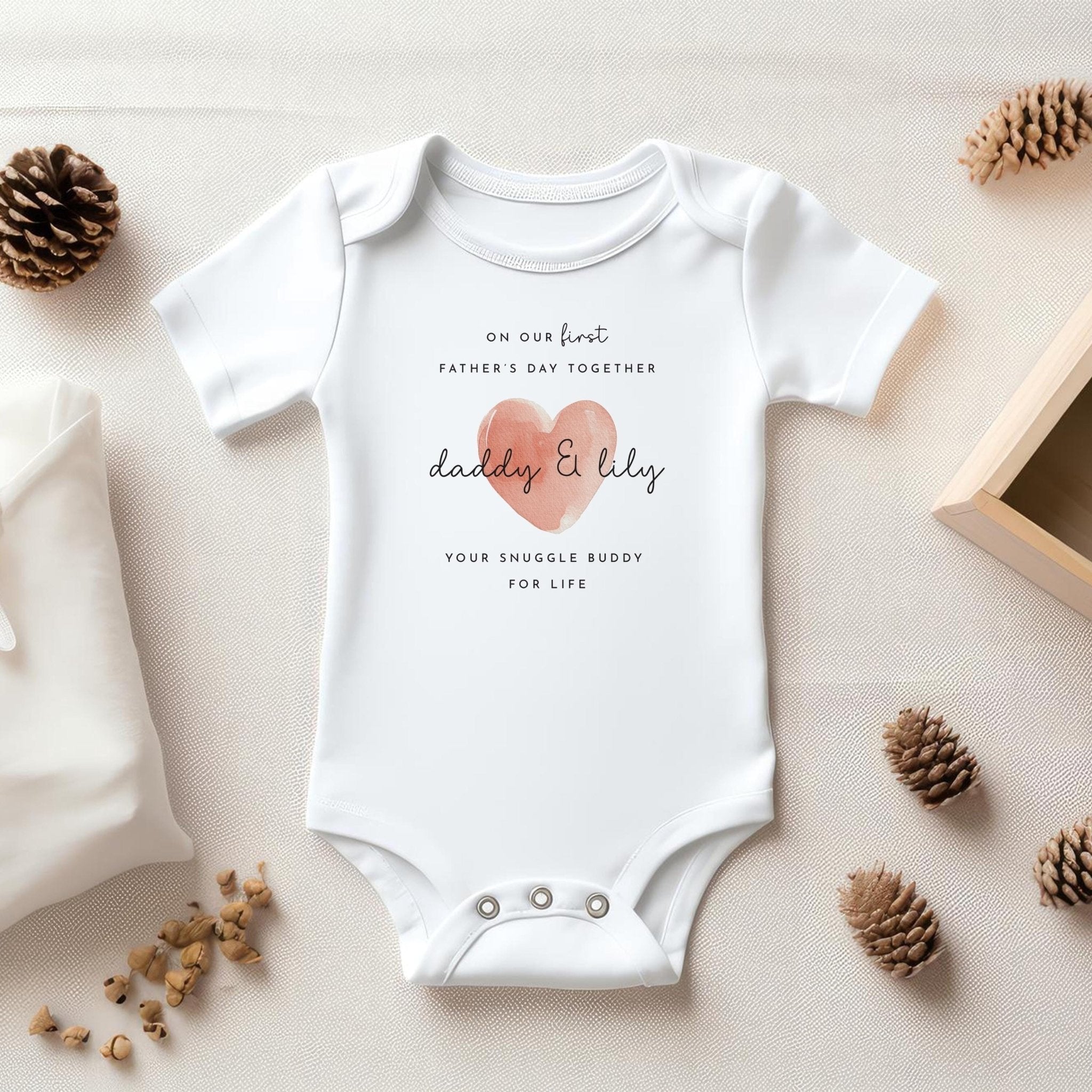 Personalised Daddy Baby Bodysuit or Bib First Father's Day Together Your Snuggle Buddy for Life New Dad Gift from Baby