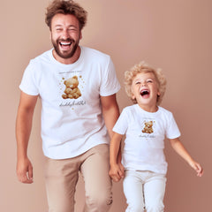 Personalised Daddy & Child Matching T-Shirts Father's Day Gift Cute Teddy Bear Design New Dad and Son or Daughter Outfit Keepsake Dada Bear